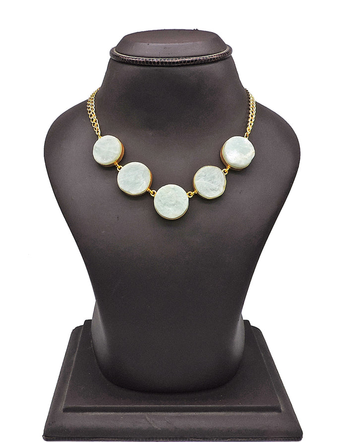 Round Amazonite Choker - Statement Necklaces - Gold-Plated & Hypoallergenic Jewellery - Made in India - Dubai Jewellery - Dori