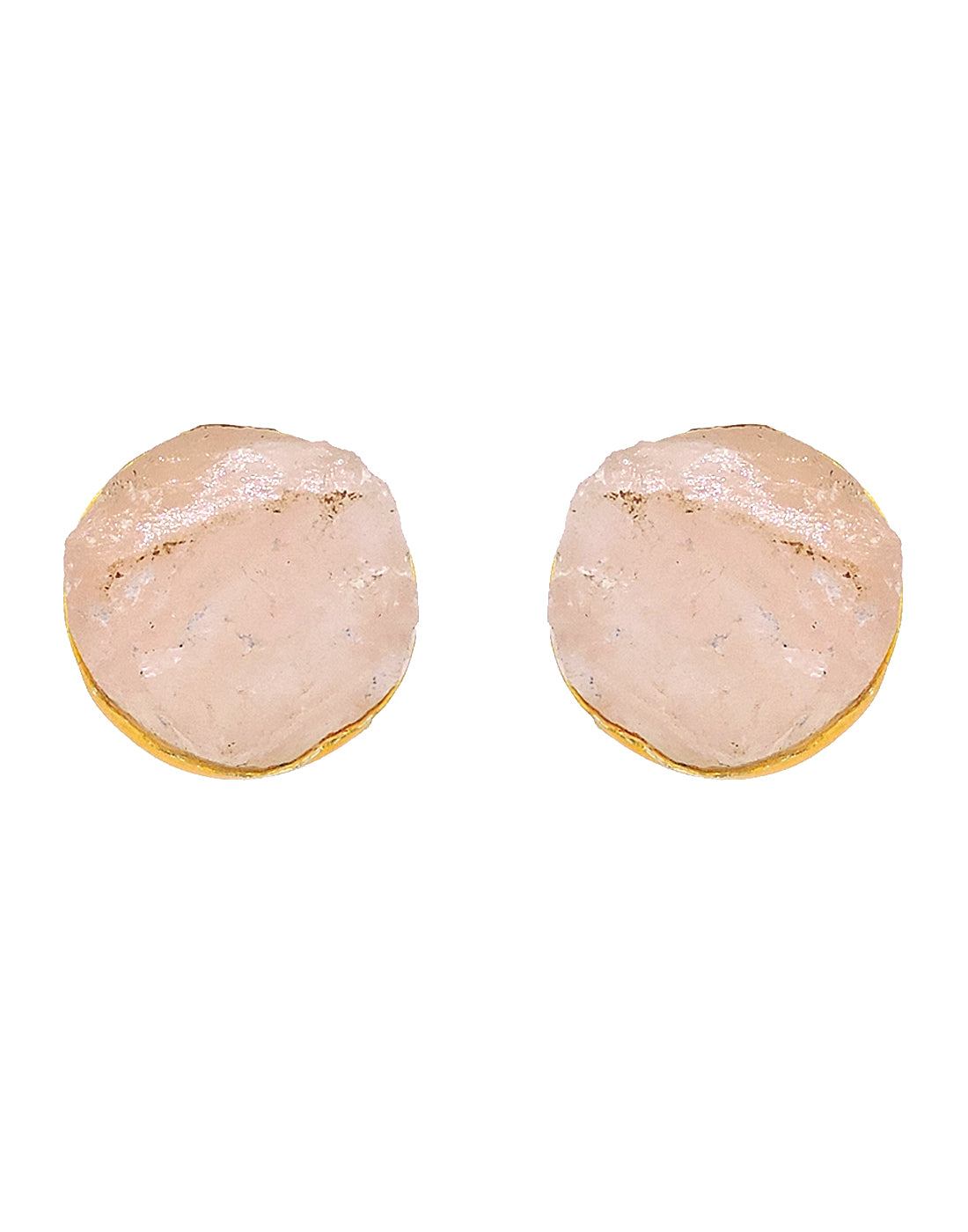 Stone Earrings (Rose Quartz) - Statement Earrings - Gold-Plated & Hypoallergenic Jewellery - Made in India - Dubai Jewellery - Dori