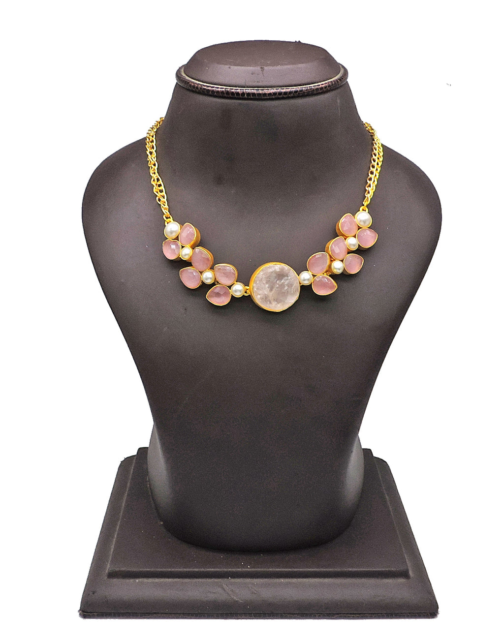 Jewelled Rose Necklace - Statement Necklaces - Gold-Plated & Hypoallergenic Jewellery - Made in India - Dubai Jewellery - Dori