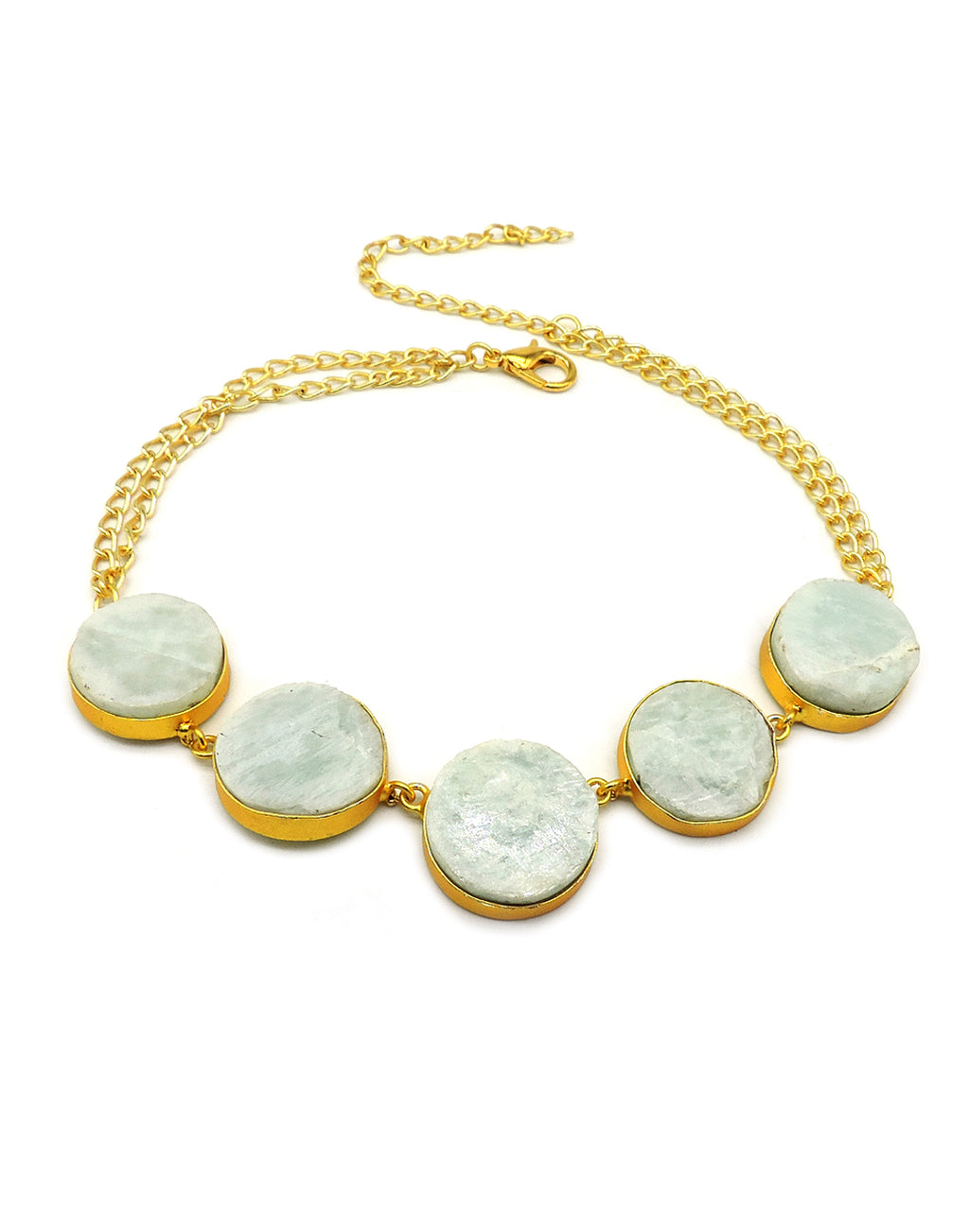Round Amazonite Choker - Statement Necklaces - Gold-Plated & Hypoallergenic Jewellery - Made in India - Dubai Jewellery - Dori