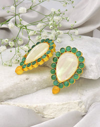 Inverted Drop Earrings | Jade, Blue, Orange & Sage - Statement Earrings - Gold-Plated & Hypoallergenic - Made in India - Dubai Jewellery - Dori