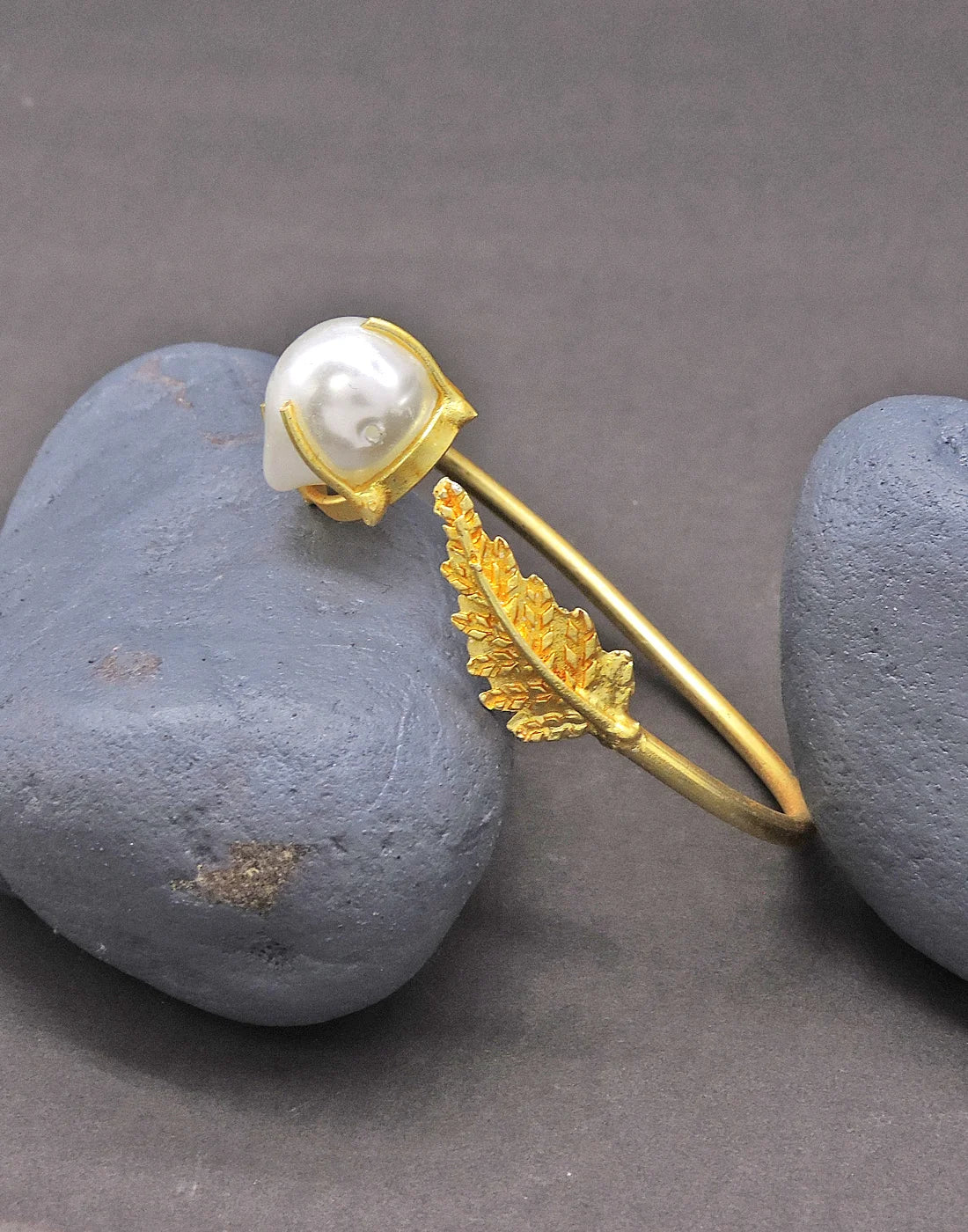 Pearl & Leaf Cuff- Handcrafted Jewellery from Dori