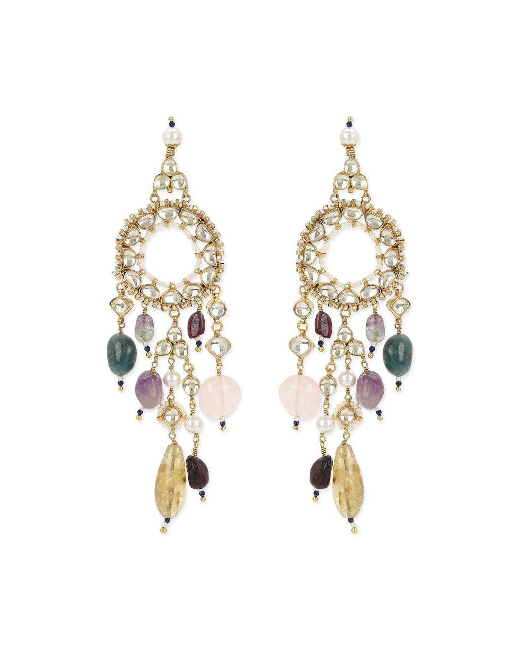 Hera Polki Hoop Earrings Handcrafted Jewellery - Made in India - Dubai Jewellery, Fashion & Lifestyle - Dori