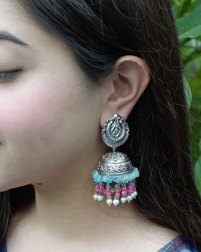 Hygea Gulaab Ladi Jhumkas Handcrafted Jewellery - Made in India - Dubai Jewellery, Fashion & Lifestyle - Dori