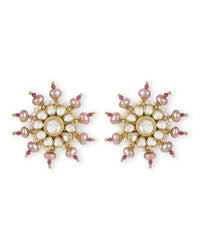 Hermia Tarameen Studs Pink Pearl- Handcrafted Jewellery from Heer