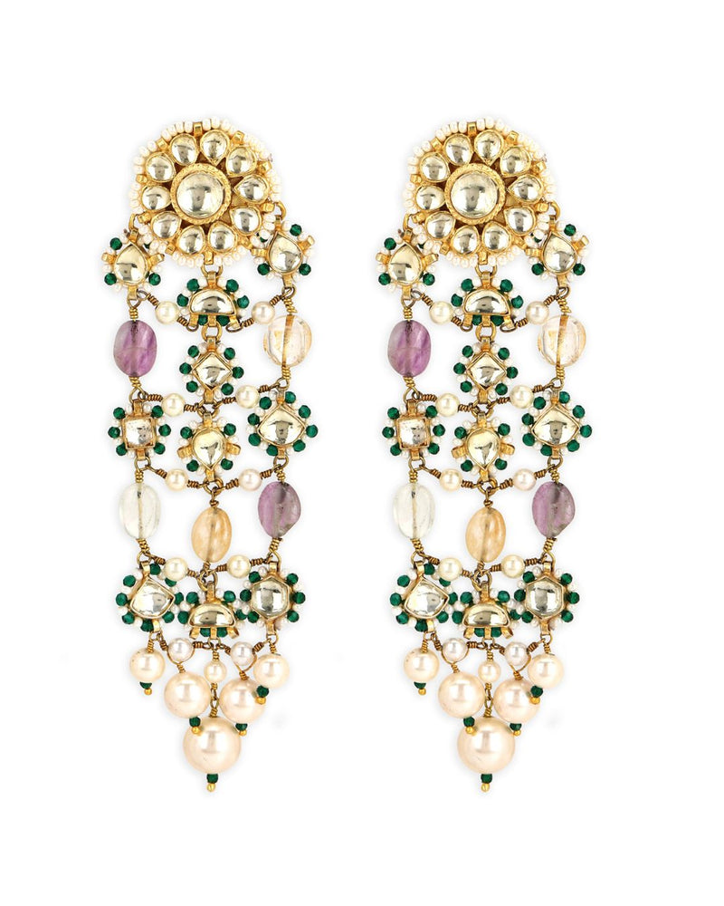 Evangeline Polki Jaali Earrings - Earrings - Handcrafted Jewellery - Made in India - Dubai Jewellery, Fashion & Lifestyle - Dori