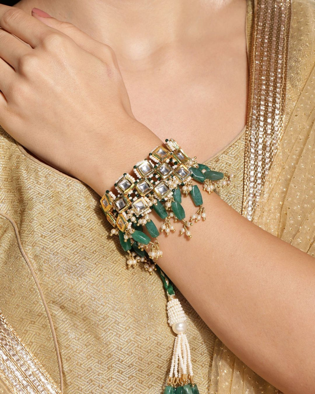 Calliope Square Polki Pochi BraceletBracelets & Cuffs - Handcrafted Jewellery - Made in India - Dubai Jewellery, Fashion & Lifestyle - Dori