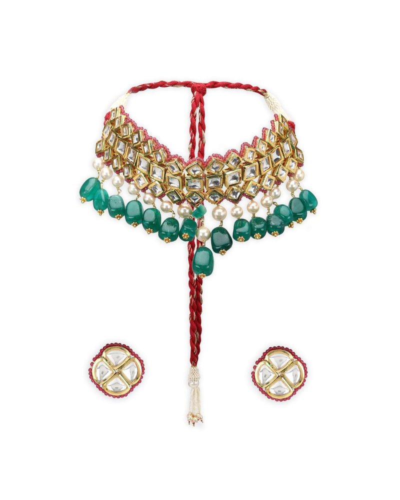 Alectrona Maharani Choker Set  Necklaces - Handcrafted Jewellery - Made in India - Dubai Jewellery, Fashion & Lifestyle - Dori