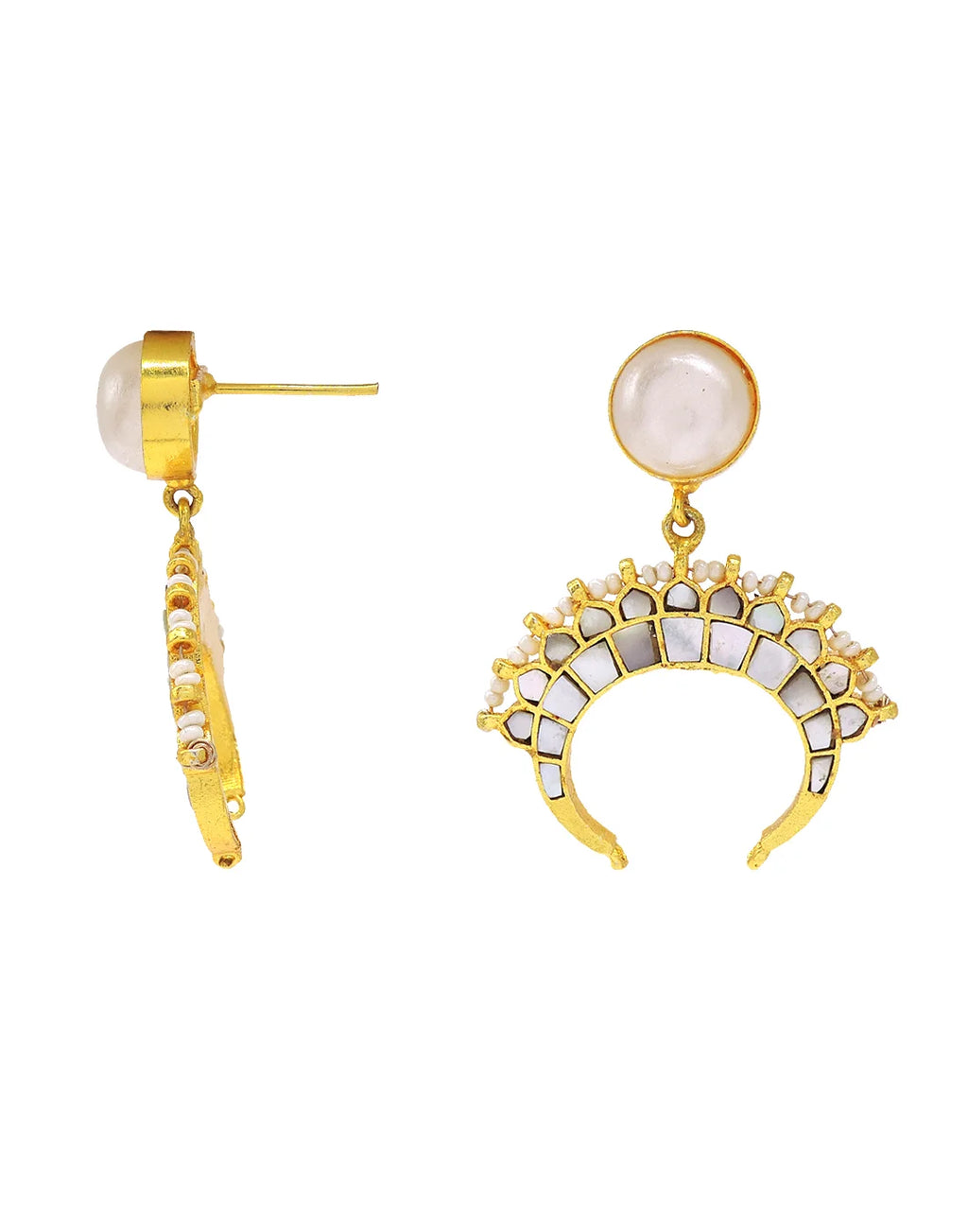 Pearl & Shell Cluster Earrings
