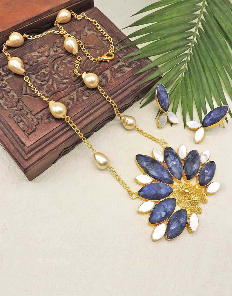 Heritage Arabella Necklace | Green & Blue - Statement Necklaces - Gold-Plated & Hypoallergenic Jewellery - Made in India - Dubai Jewellery - Dori