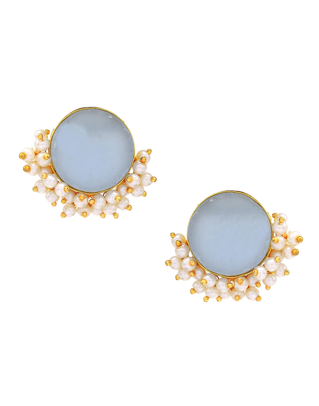 Crown Earrings (Blue Onyx) - Statement Earrings - Gold-Plated & Hypoallergenic Jewellery - Made in India - Dubai Jewellery - Dori