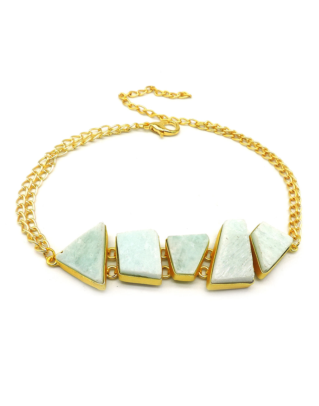 Geometric Amazonite Necklace - Statement Necklaces - Gold-Plated & Hypoallergenic Jewellery - Made in India - Dubai Jewellery - Dori