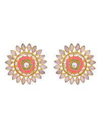 Pink Sunflower Earrings - Statement Earrings - Gold-Plated & Hypoallergenic Jewellery - Made in India - Dubai Jewellery - Dori