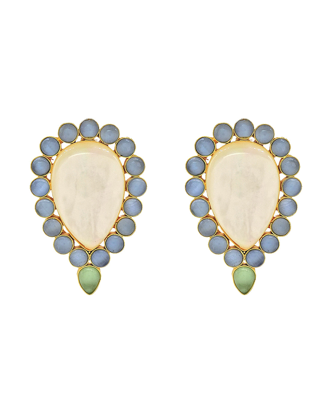 Inverted Drop Earrings | Jade, Blue, Orange & Sage - Statement Earrings - Gold-Plated & Hypoallergenic - Made in India - Dubai Jewellery - Dori