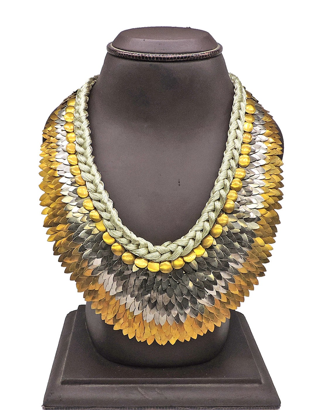 Gold & Silver Bib Necklace - Statement Necklaces - Gold-Plated & Hypoallergenic Jewellery - Made in India - Dubai Jewellery - Dori