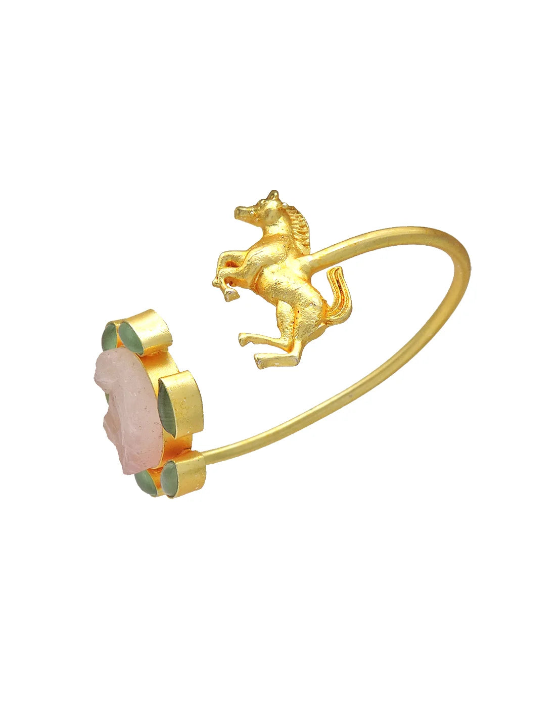 Rose Quartz & Horse Cuff- Handcrafted Jewellery from Dori