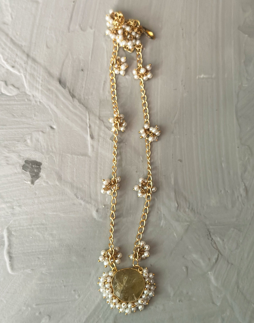 Citrine Tiara Necklace - Statement Necklaces - Gold-Plated & Hypoallergenic Jewellery - Made in India - Dubai Jewellery - Dori