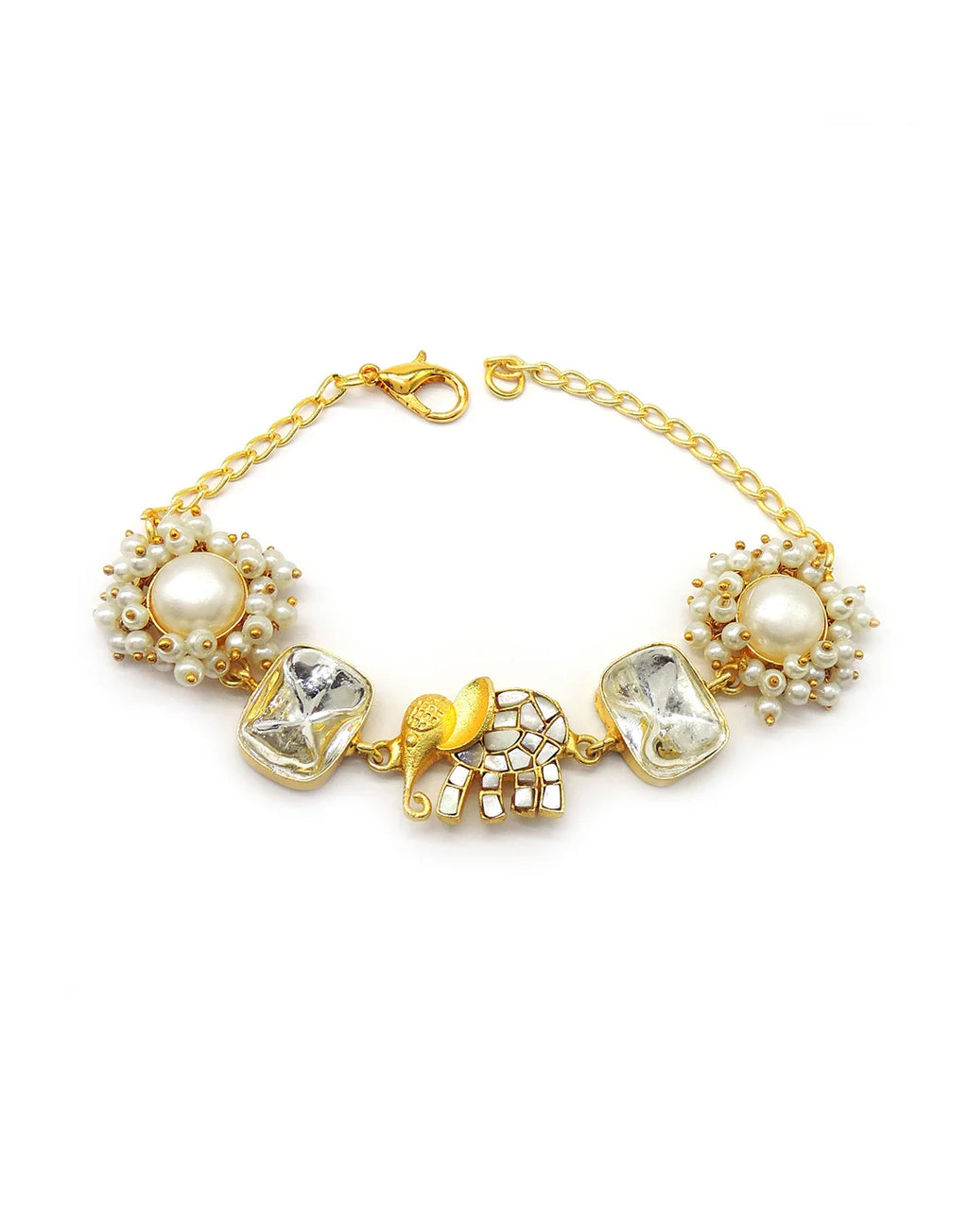Elephant Polki Bracelet- Handcrafted Jewellery from Dori