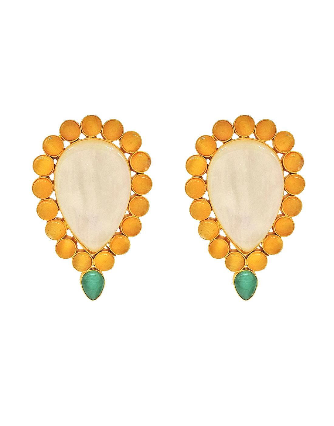 Inverted Drop Earrings | Jade, Blue, Orange & Sage - Statement Earrings - Gold-Plated & Hypoallergenic - Made in India - Dubai Jewellery - Dori