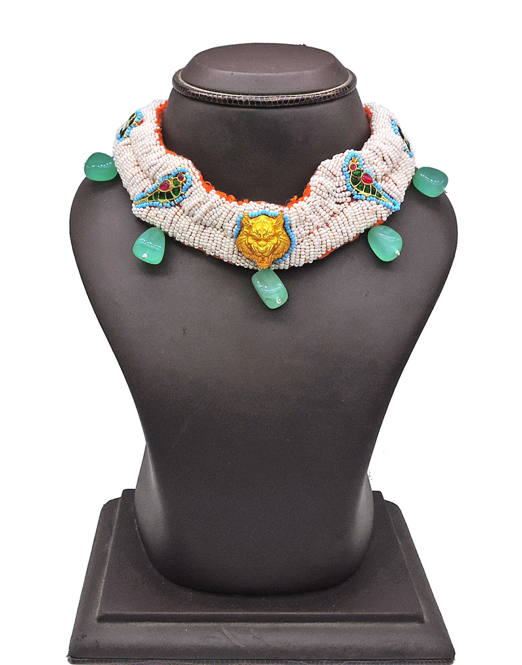 Lion Heritage Necklace | Blue & Red - Statement Necklaces - Gold-Plated & Hypoallergenic Jewellery - Made in India - Dubai Jewellery - Dori