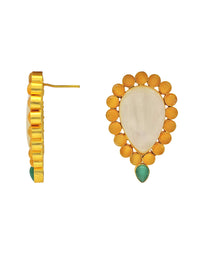 Inverted Drop Earrings | Jade, Blue, Orange & Sage - Statement Earrings - Gold-Plated & Hypoallergenic - Made in India - Dubai Jewellery - Dori