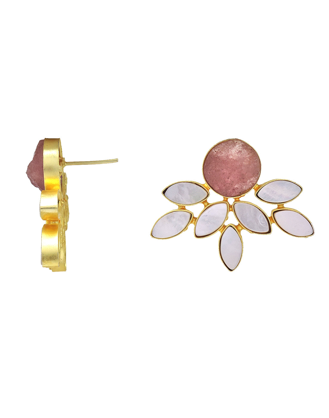 Firework Earrings (Quartz) - Statement Earrings - Gold-Plated & Hypoallergenic - Made in India - Dubai Jewellery - Dori