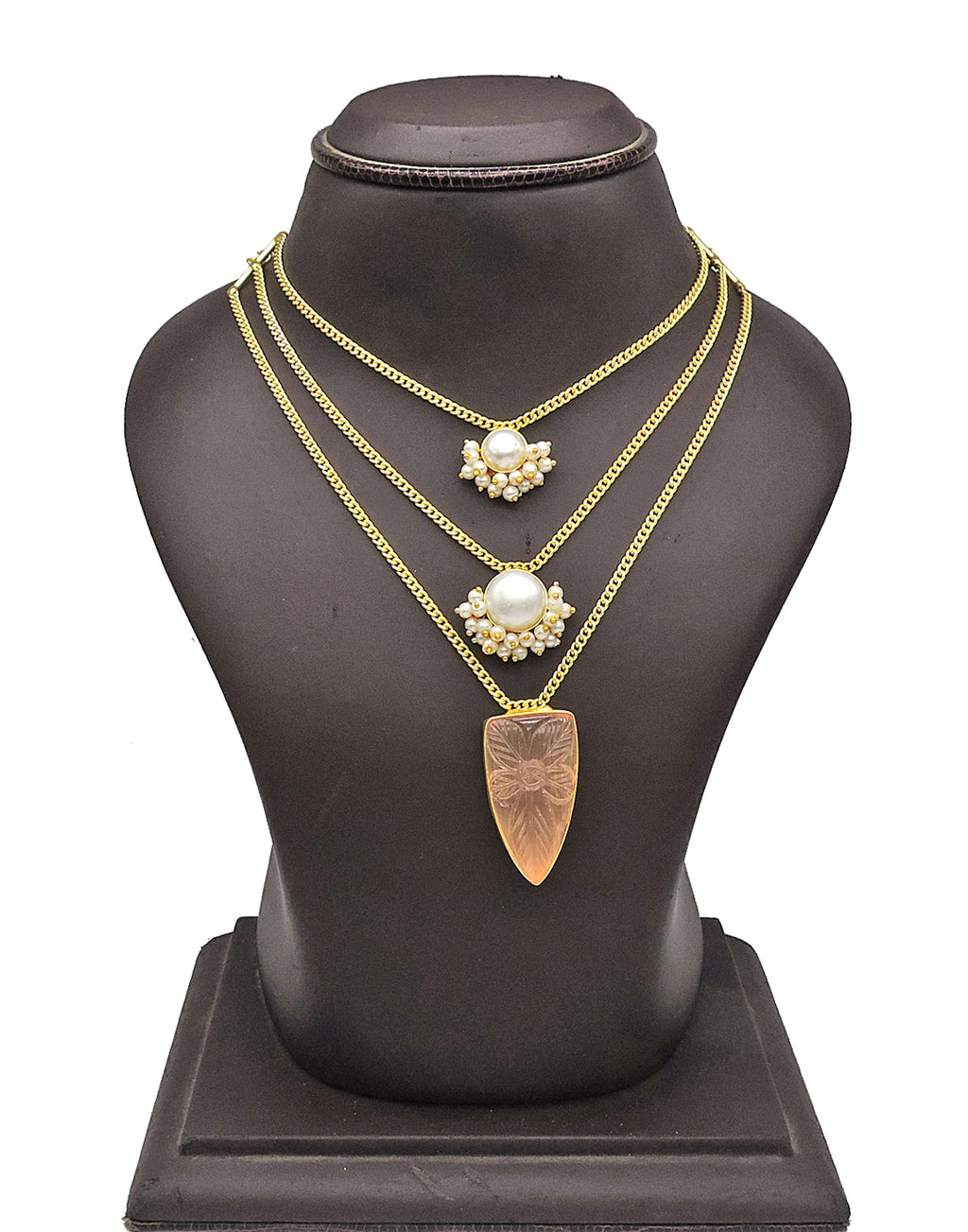 Layered Pearl Necklace - Statement Necklaces - Gold-Plated & Hypoallergenic Jewellery - Made in India - Dubai Jewellery - Dori