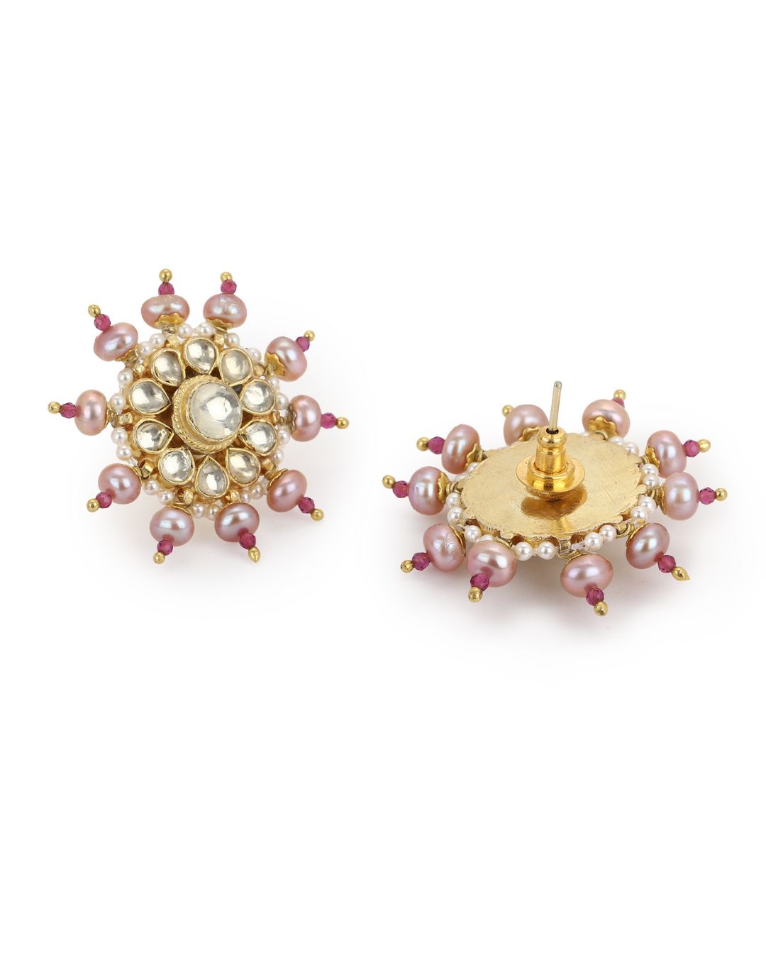 Hermia Tarameen Studs Pink Pearl- Handcrafted Jewellery from Heer