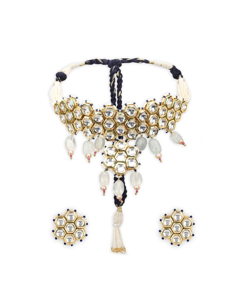 Myrine Mint Green Tumble Choker Set - Necklaces - Handcrafted Jewellery - Made in India - Dubai Jewellery, Fashion & Lifestyle - Dori