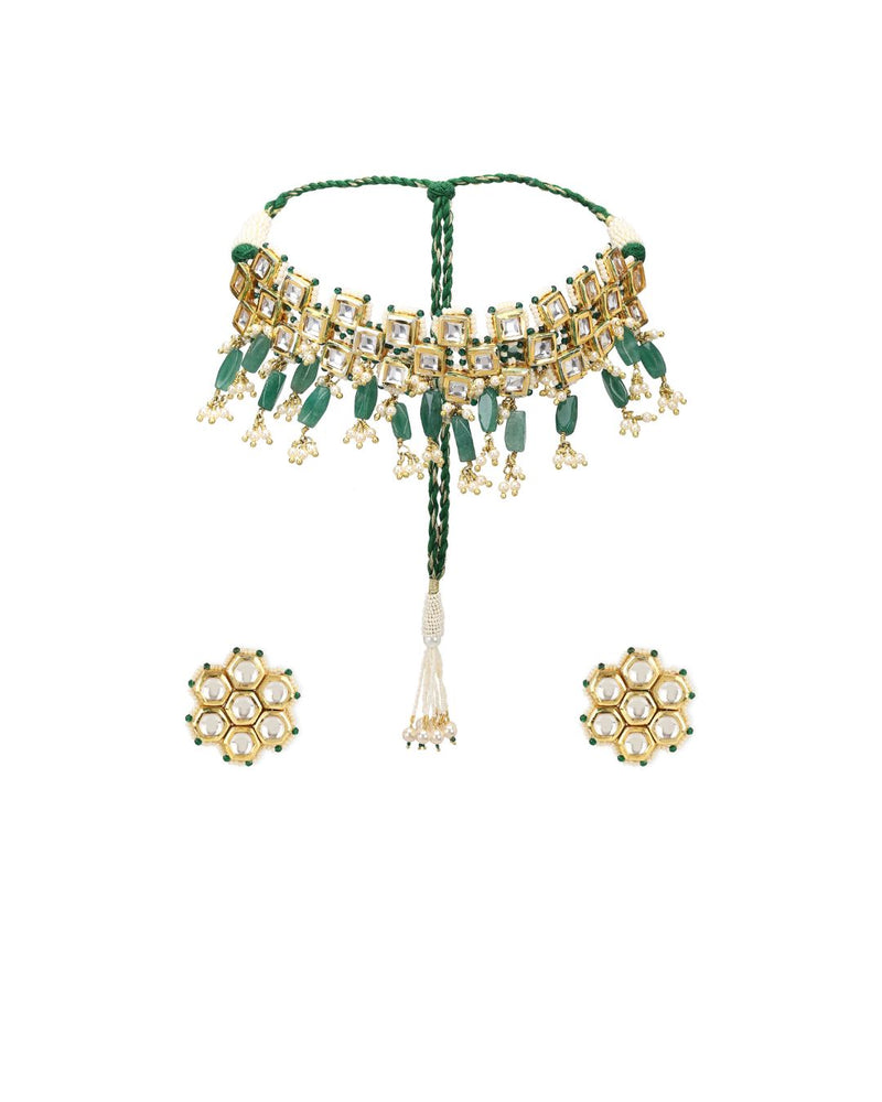 Lyssa Tetris Kundankari Choker Set - Necklaces - Handcrafted Jewellery - Made in India - Dubai Jewellery, Fashion & Lifestyle - Dori