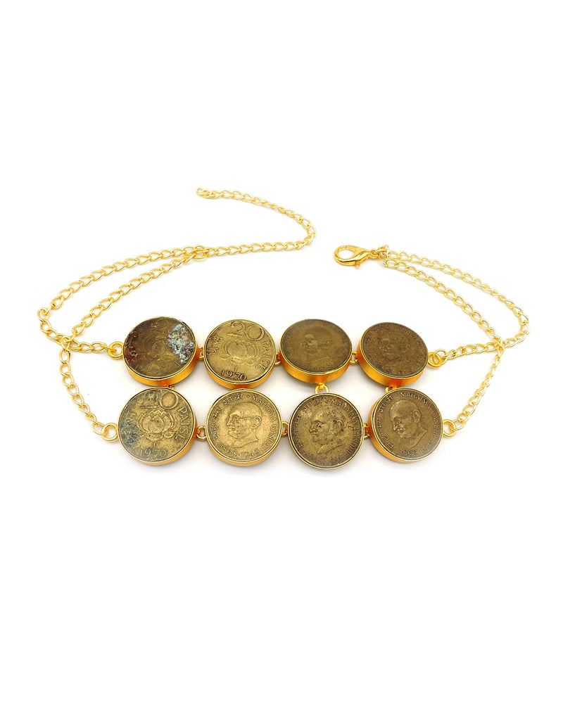 Coin Row Necklace - Statement Necklaces - Gold-Plated & Hypoallergenic Jewellery - Made in India - Dubai Jewellery - Dori