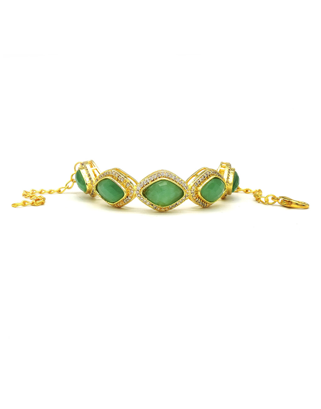 Jewelled Fluorite Bracelet - Statement Bracelets & Cuffs - Gold-Plated & Hypoallergenic Jewellery - Made in India - Dubai Jewellery - Dori