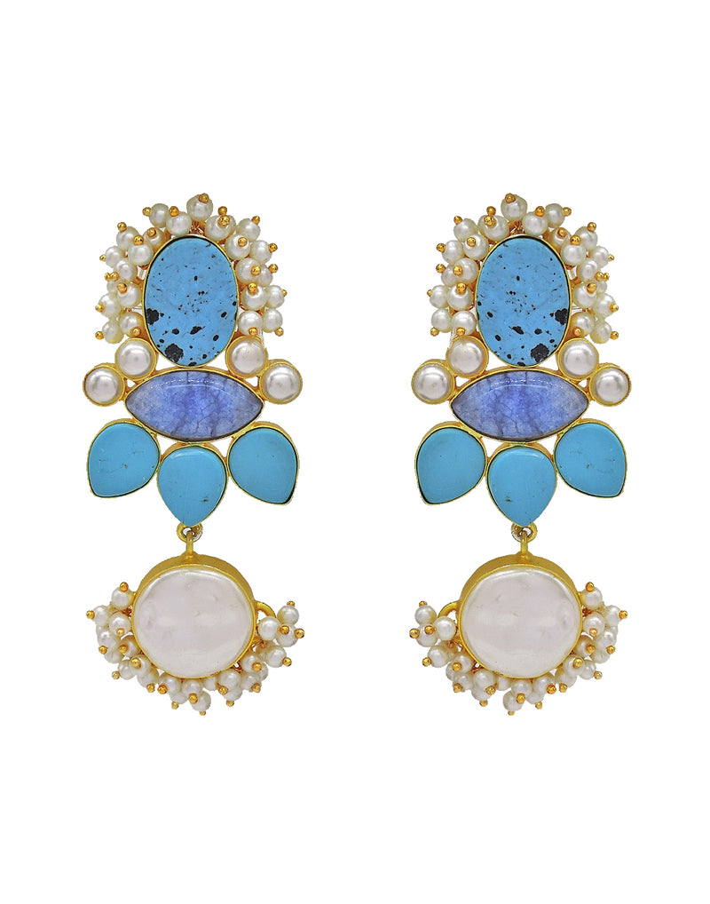 Waterfall Earrings - Statement Earrings - Gold-Plated & Hypoallergenic - Made in India - Dubai Jewellery - Dori