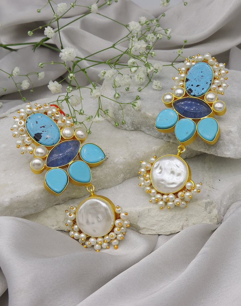 Waterfall Earrings - Statement Earrings - Gold-Plated & Hypoallergenic - Made in India - Dubai Jewellery - Dori