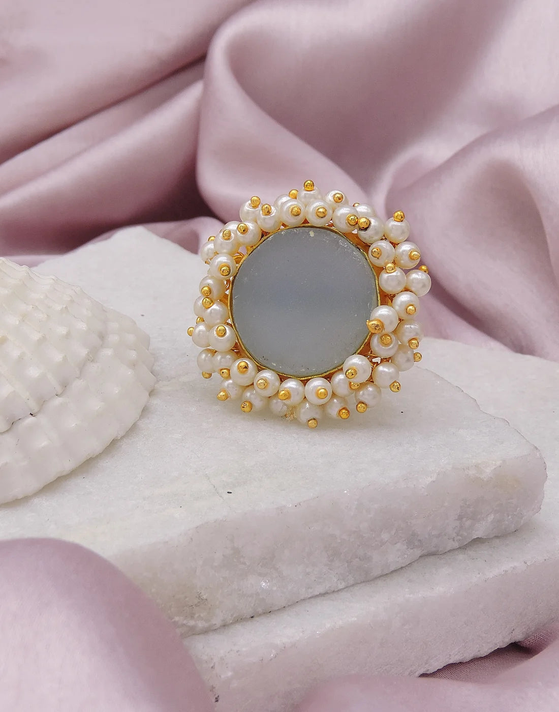 Blue Onyx Bloom Ring- Handcrafted Jewellery from Dori