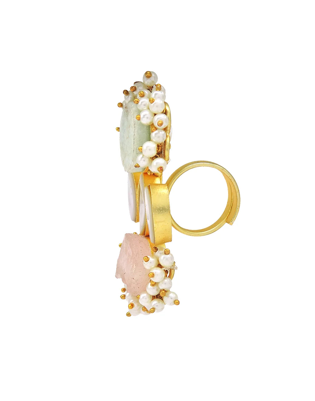 Amazonite & Rose Quartz Bloom Ring- Handcrafted Jewellery from Dori