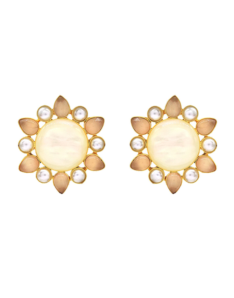 Star Flower Earrings - Statement Earrings - Gold-Plated & Hypoallergenic - Made in India - Dubai Jewellery - Dori