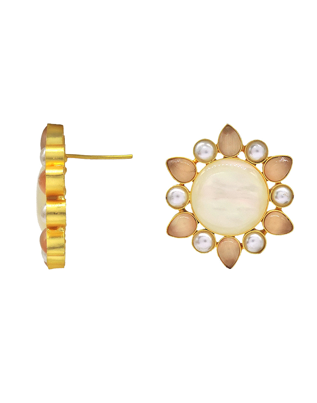 Star Flower Earrings - Statement Earrings - Gold-Plated & Hypoallergenic - Made in India - Dubai Jewellery - Dori