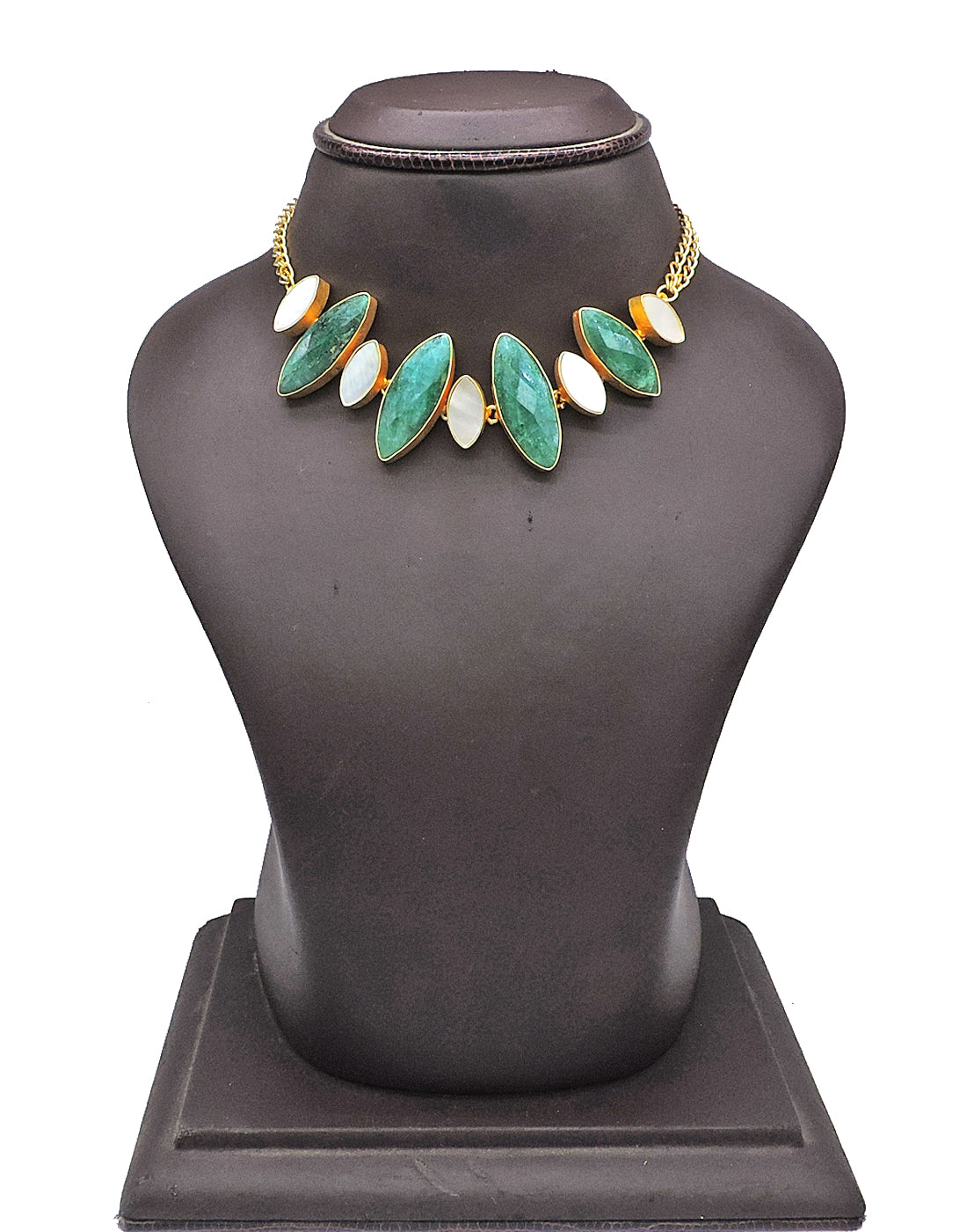 Green Haathi Necklace - Statement Necklaces - Gold-Plated & Hypoallergenic Jewellery - Made in India - Dubai Jewellery - Dori