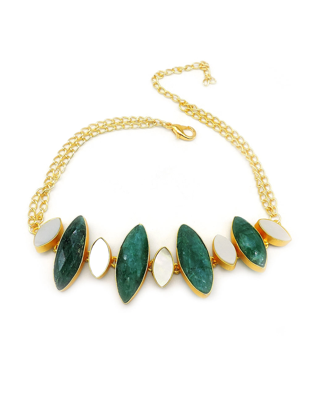 Green Haathi Necklace - Statement Necklaces - Gold-Plated & Hypoallergenic Jewellery - Made in India - Dubai Jewellery - Dori