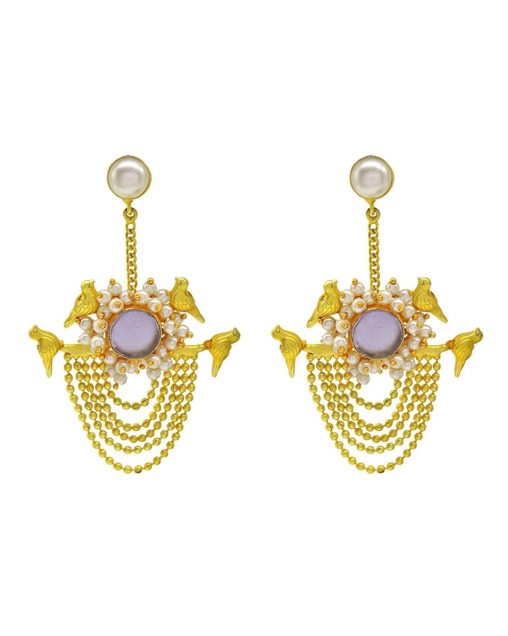 Sora Pearl Earrings (Amethyst) - Earrings - Handcrafted Jewellery - Made in India - Dubai Jewellery, Fashion & Lifestyle - Dori