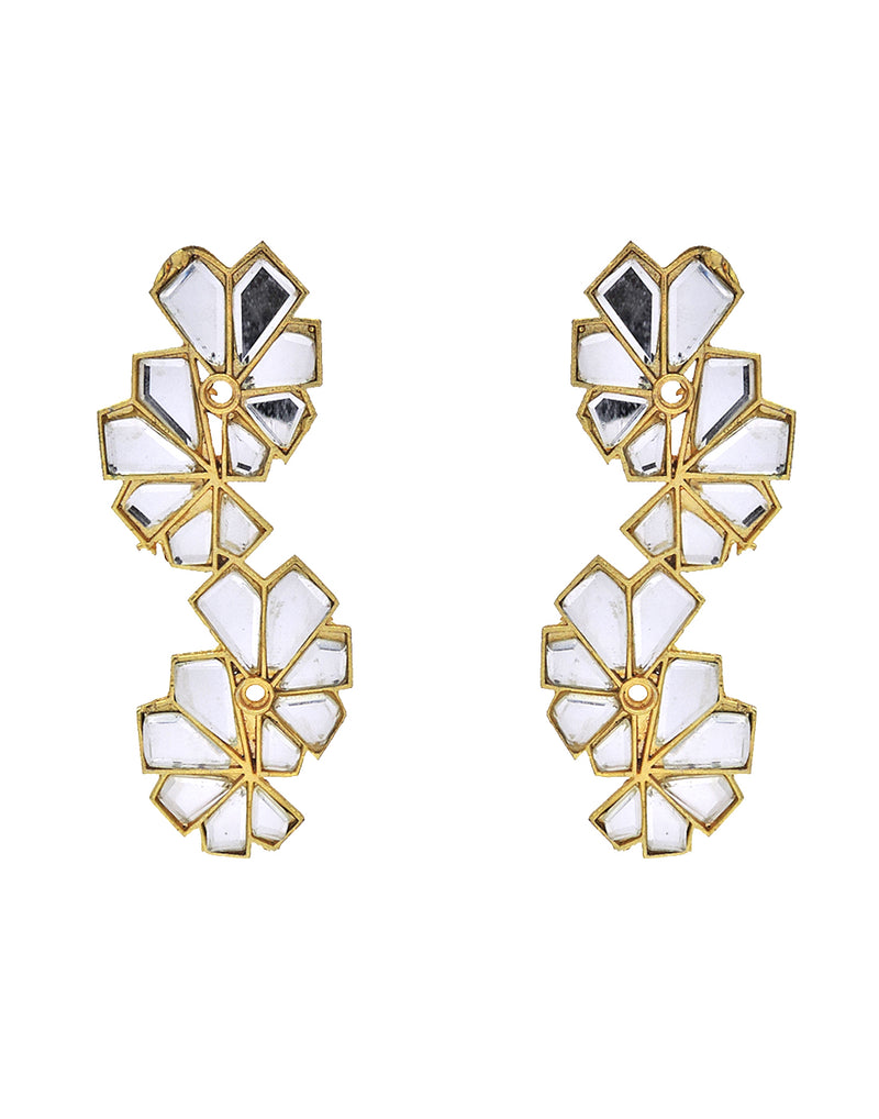 Crystal Cascade Earrings - Statement Earrings - Gold-Plated & Hypoallergenic - Made in India - Dubai Jewellery - Dori