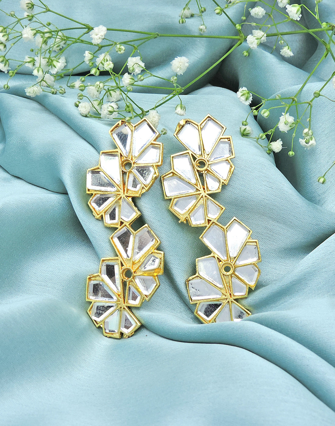 Crystal Cascade Earrings - Statement Earrings - Gold-Plated & Hypoallergenic - Made in India - Dubai Jewellery - Dori