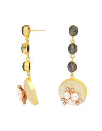 Labradorite & Pearl Drop Earrings- Handcrafted Jewellery from Dori