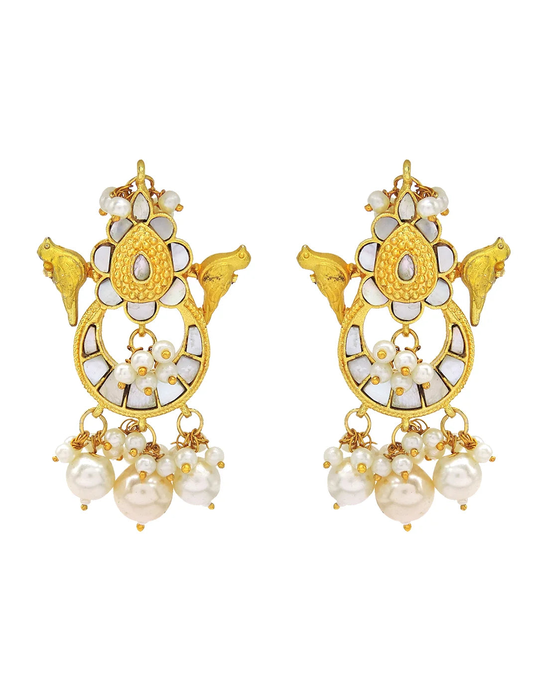 Pearl & Shell Statement Cluster Earrings- Handcrafted Jewellery from Dori