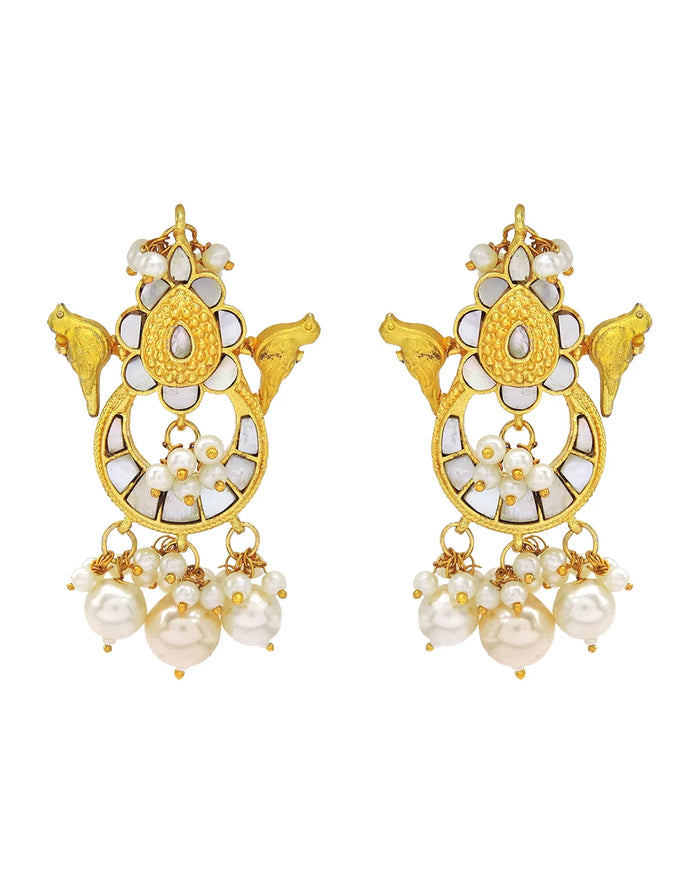 Pearl & Shell Statement Cluster Earrings- Handcrafted Jewellery from Dori