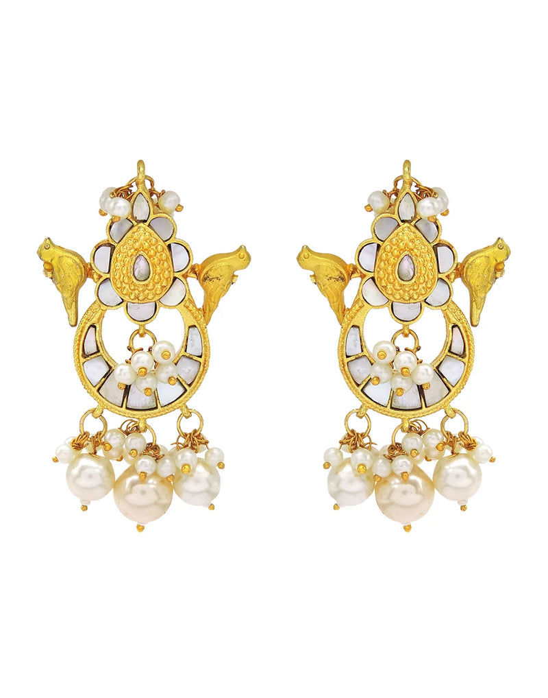 Pearl & Shell Statement Cluster Earrings- Handcrafted Jewellery from Dori