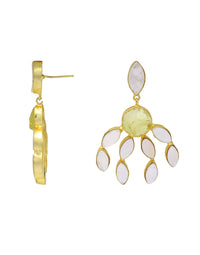 Curtain Earrings (Citrine) - Statement Earrings - Gold-Plated & Hypoallergenic - Made in India - Dubai Jewellery - Dori