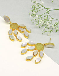 Curtain Earrings (Citrine) - Statement Earrings - Gold-Plated & Hypoallergenic - Made in India - Dubai Jewellery - Dori