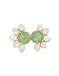 Twin Flora Ring (Green Fluorite) - Statement Rings - Gold-Plated & Hypoallergenic Jewellery - Made in India - Dubai Jewellery - Dori